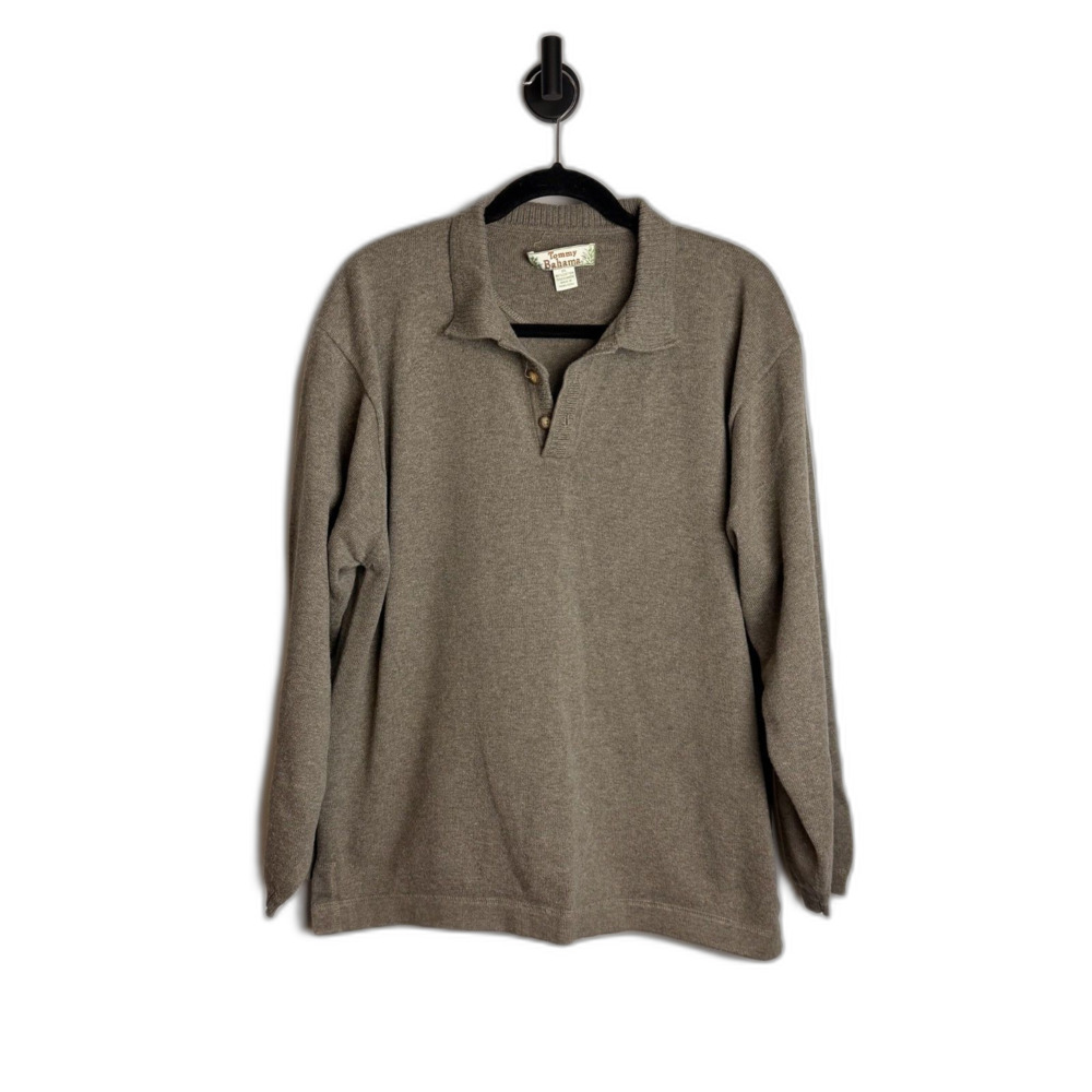 Tommy Bahama Men’s XL Sweater Brown Pullover Lightweight Cotton Cashmere